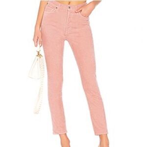 Citizens Of Humanity High Rise Corduroy Slim Ankle Jeans in Pink Mist Sz 25